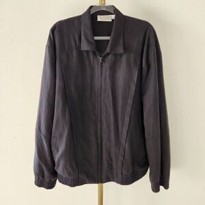 St Croix Knits Mens Microfiber Full Zip Jacket Size XL Black Vintage 90s